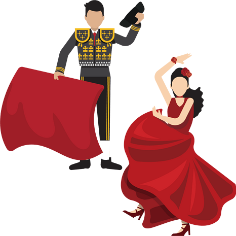 西班牙斗牛武士西班牙女郎简易画图标元素