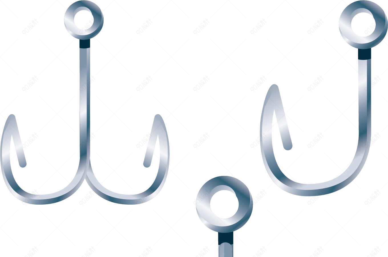 鱼钩简易画卡通手绘图标元素