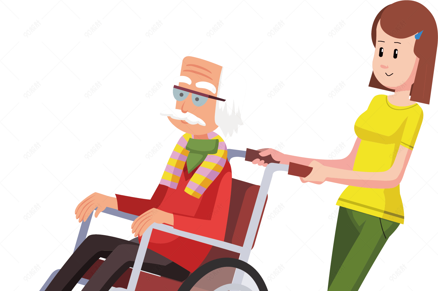 护士与病人在医院坐轮椅，平面矢量插图。残疾人的医疗保健。插画图片素材_ID:386185028-Veer图库