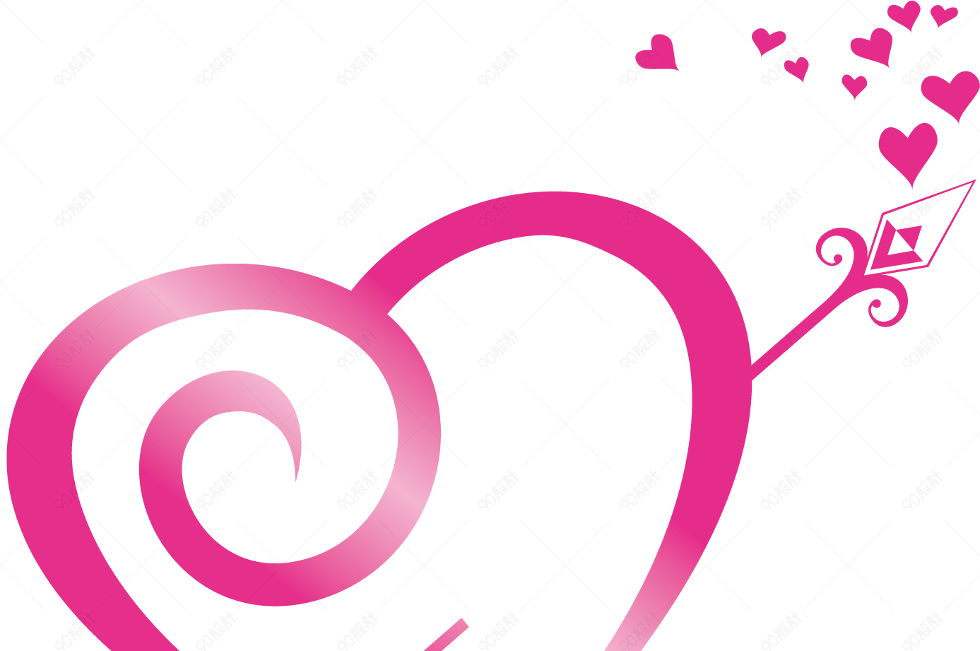 情人节一箭穿心卡通手绘装饰元素