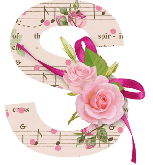 粉玫瑰粉蝴蝶结丝带装饰字母s