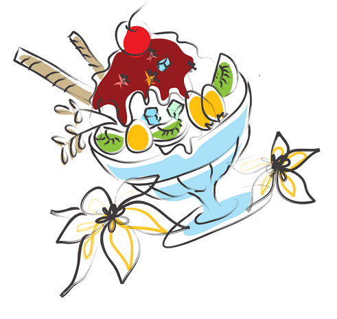 夏日装饰元素香草水果雪糕卡通手绘图标元素