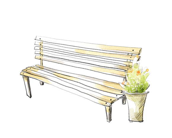 手绘公园长椅