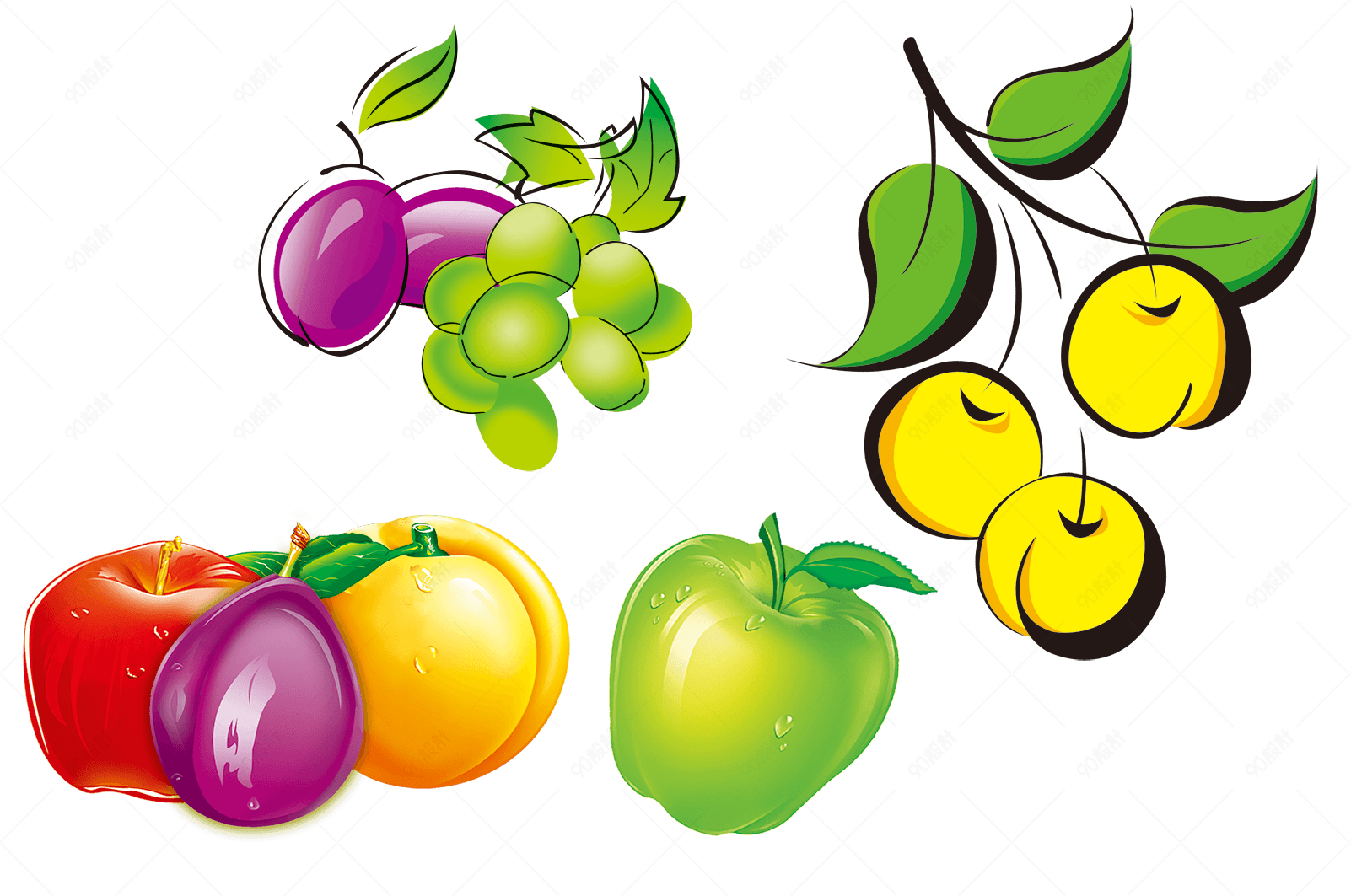 喷绘水果苹果西梅李子