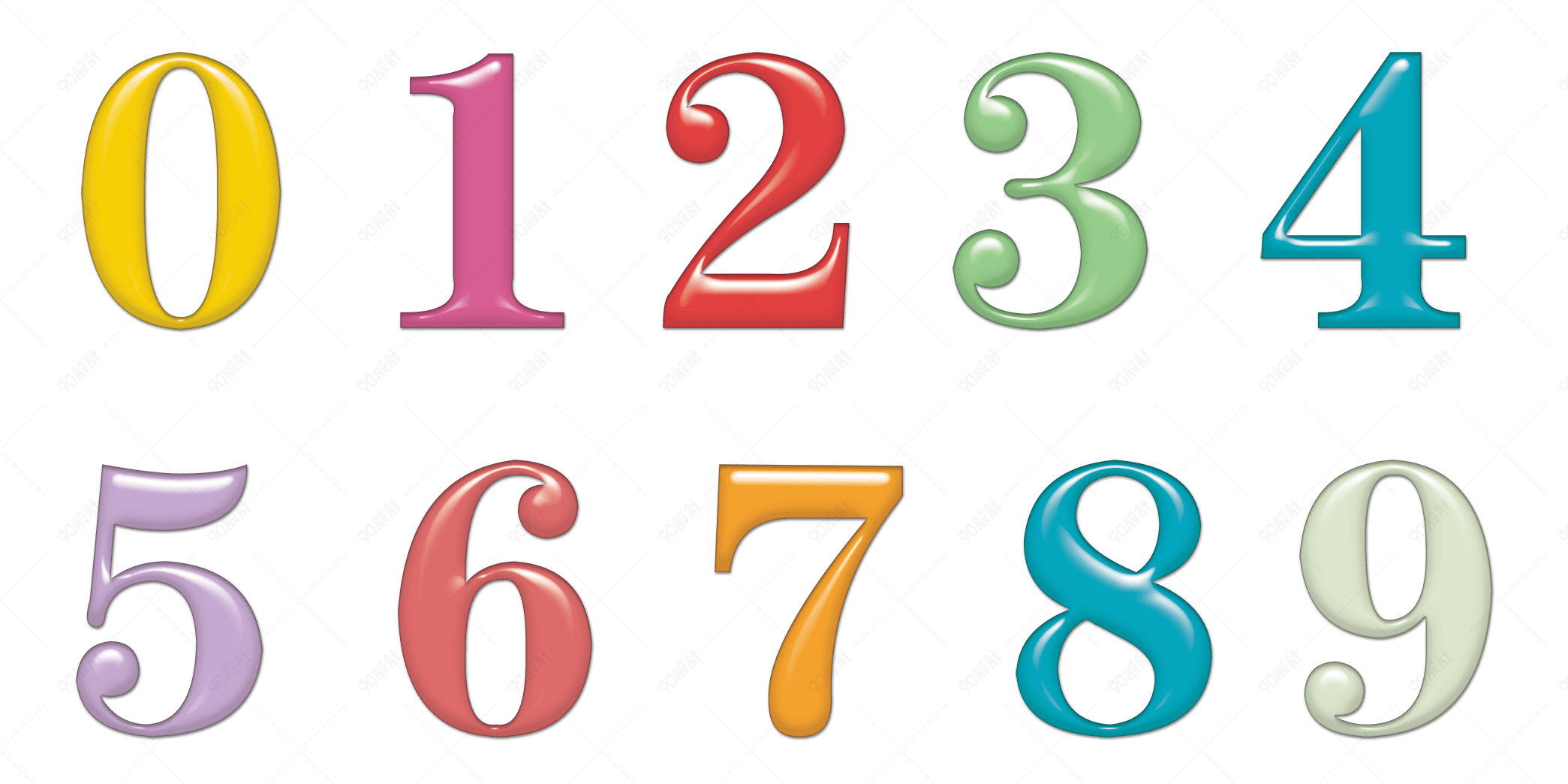 数字1到9彩色数字