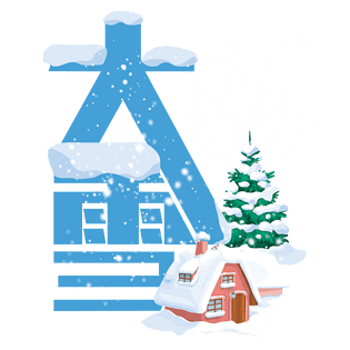 蓝色大雪艺术字雪房子