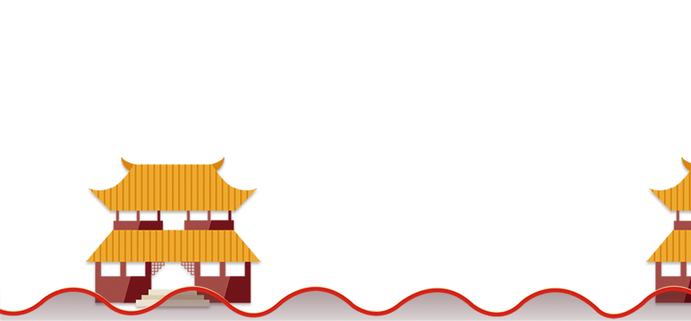 手绘中国风城门背景装饰素材