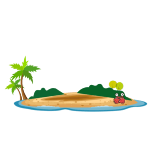 手绘卡通圆形小岛