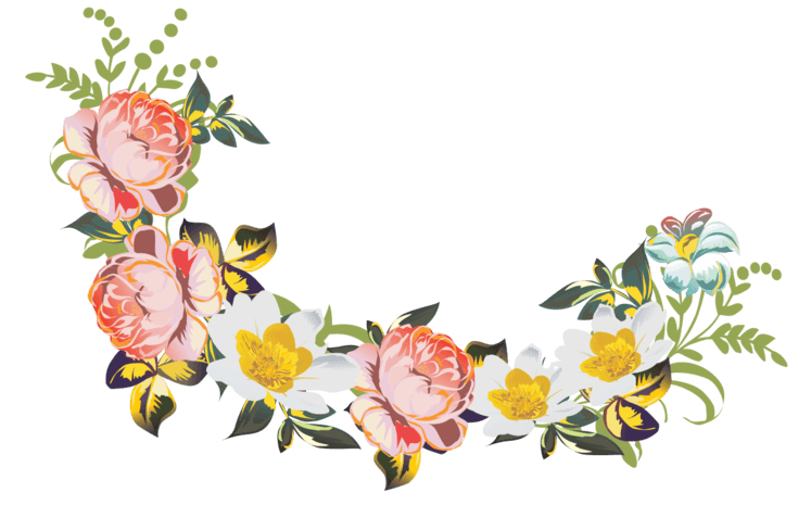 卡通鲜花花束pngpsd2000*2000清新唯美花朵边框背景pngpsd2000*2000