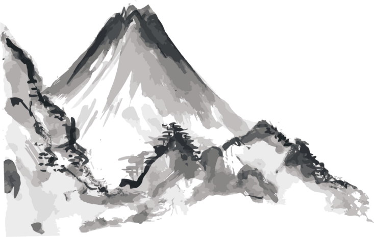 手绘群山花朵装饰插画电脑端 手机端尖型悬空岛上的群山电脑端 手机端