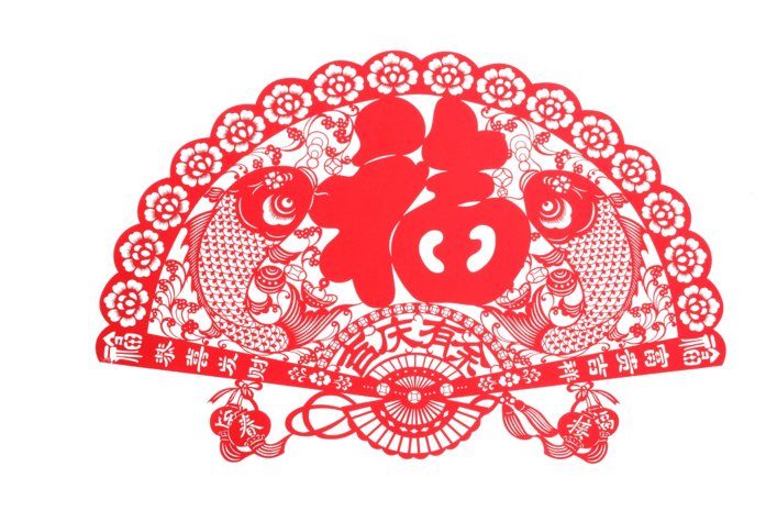 春节红色福字窗花剪纸