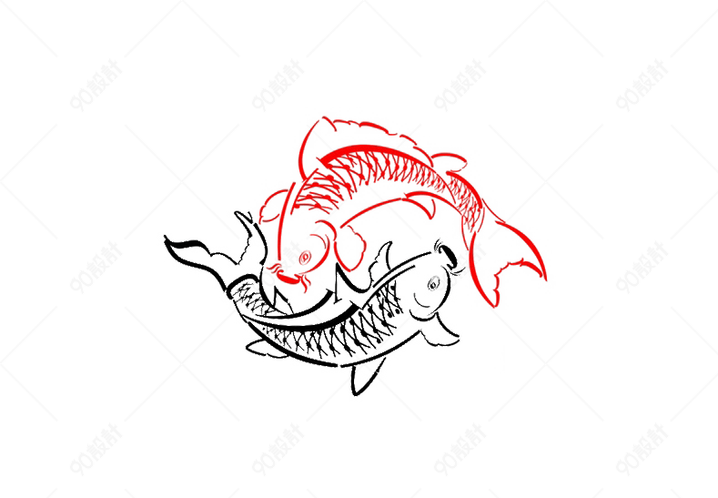 春节黑红双鱼