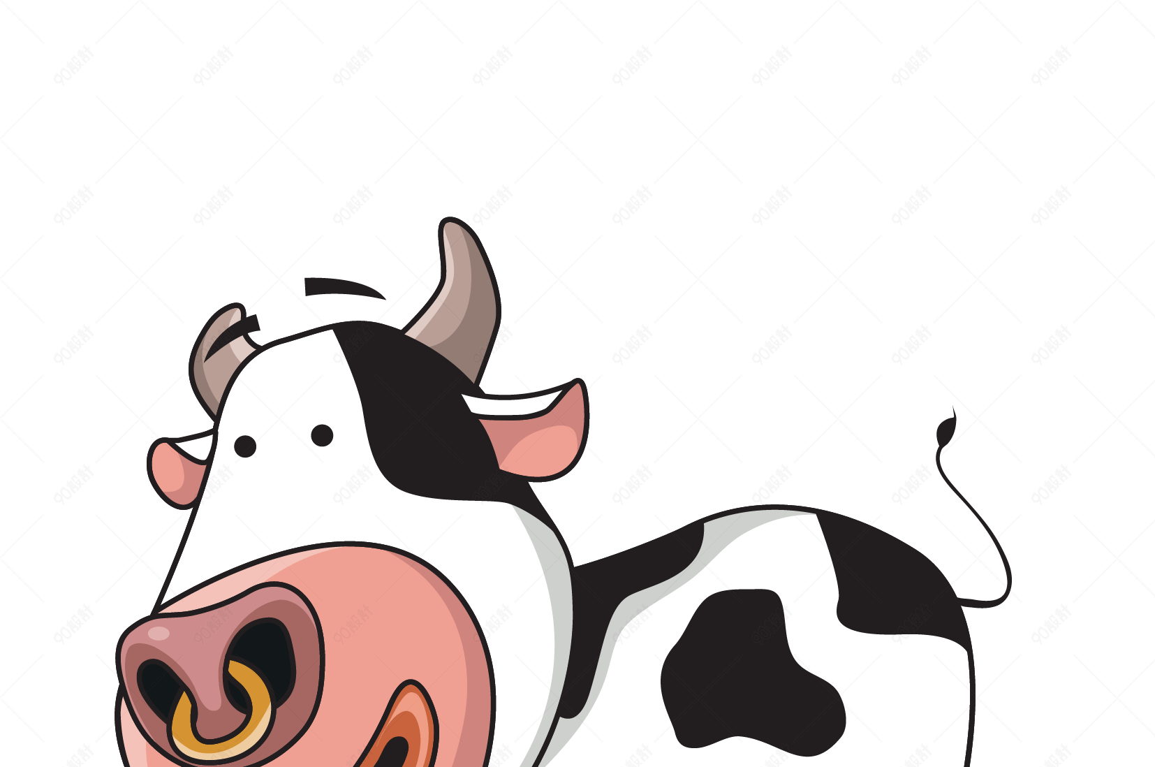 卡通手绘奶牛