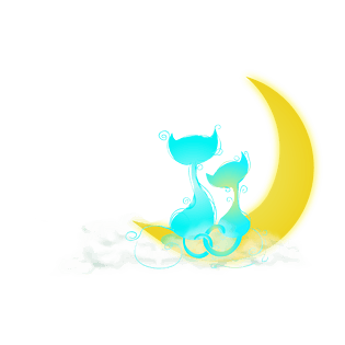 坐在月亮上的猫咪