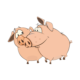 窃窃私语的卡通猪