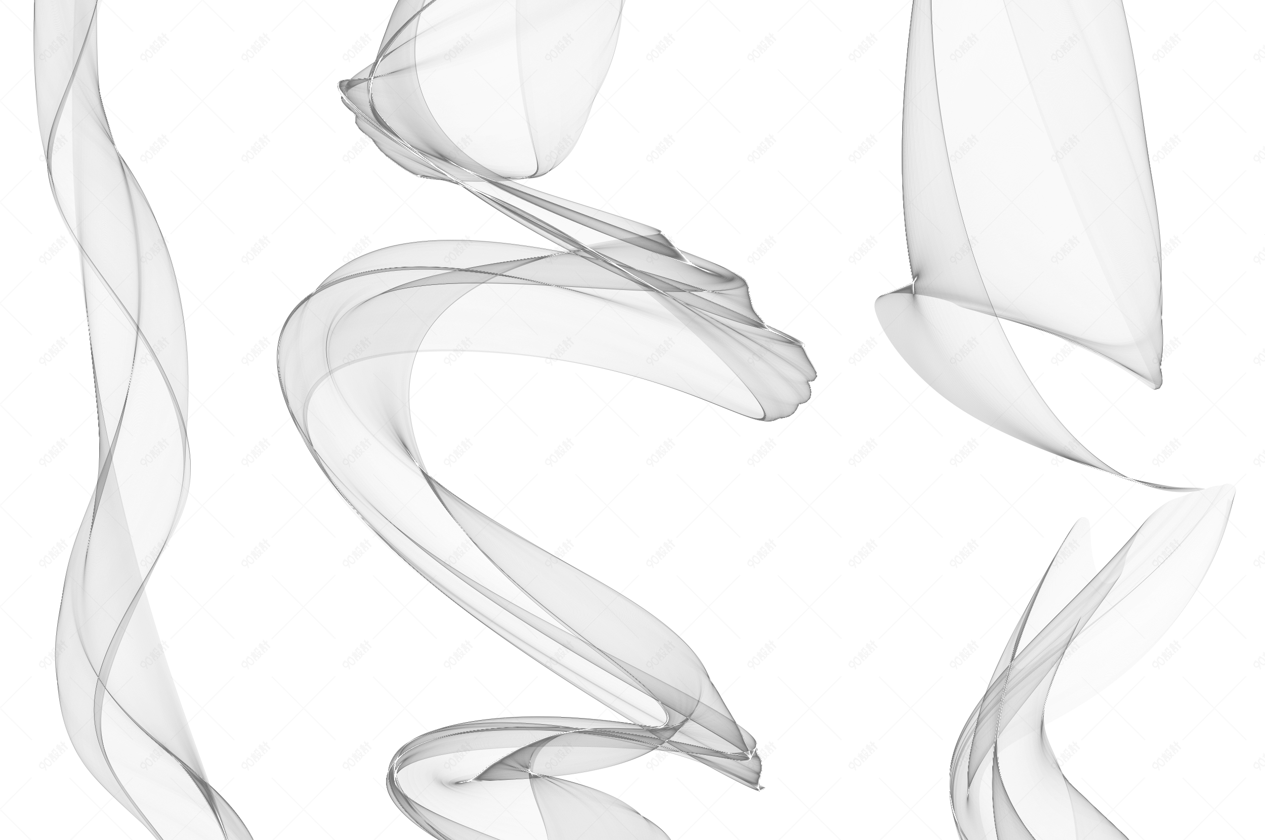 黑白线条飘带装饰