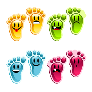 笑脸表情脚印装饰元素