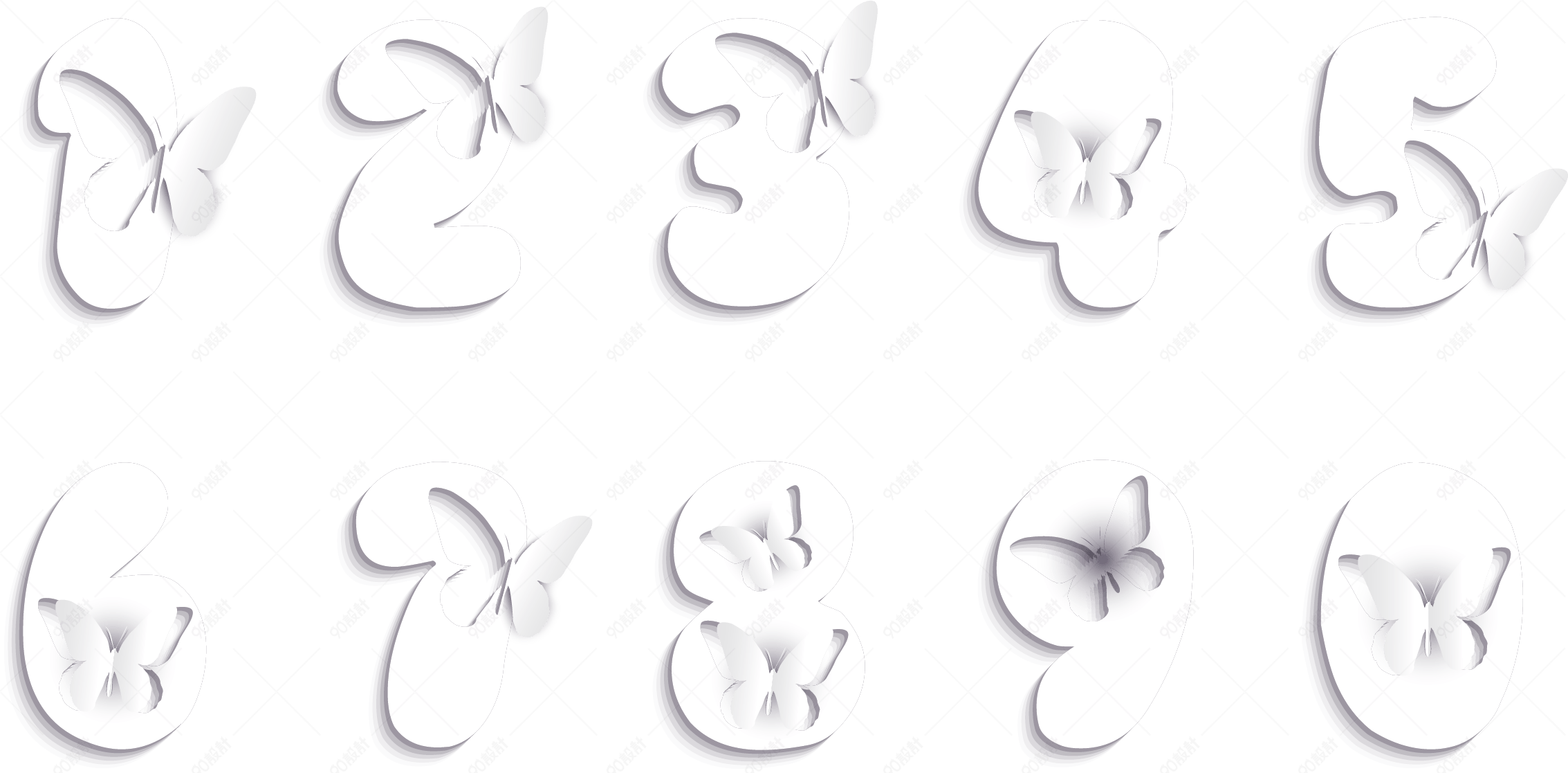 卡通创意剪纸数字