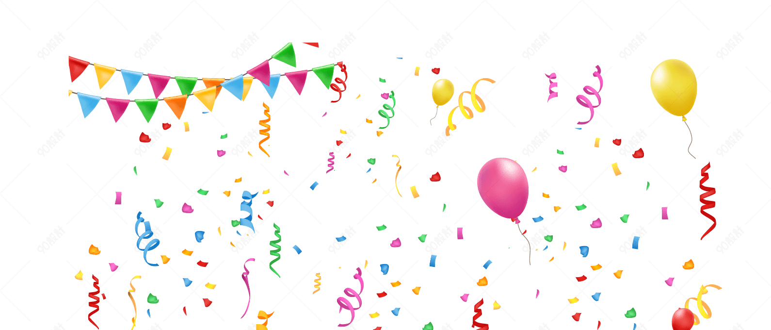 庆祝生日的彩带元素合集