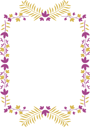 紫色花叶小清新矩形边框