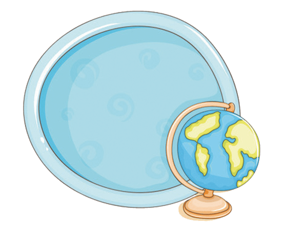 蓝色可爱地球仪文本框