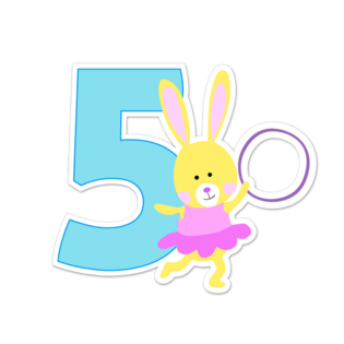 卡通动物装饰数字5