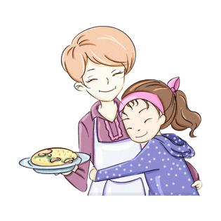 卡通手绘拥抱母亲