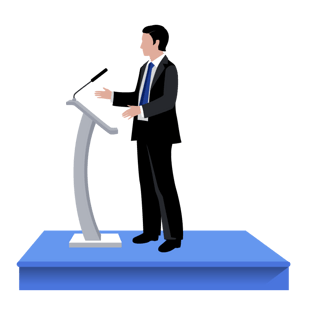 卡通手绘演讲的男领导