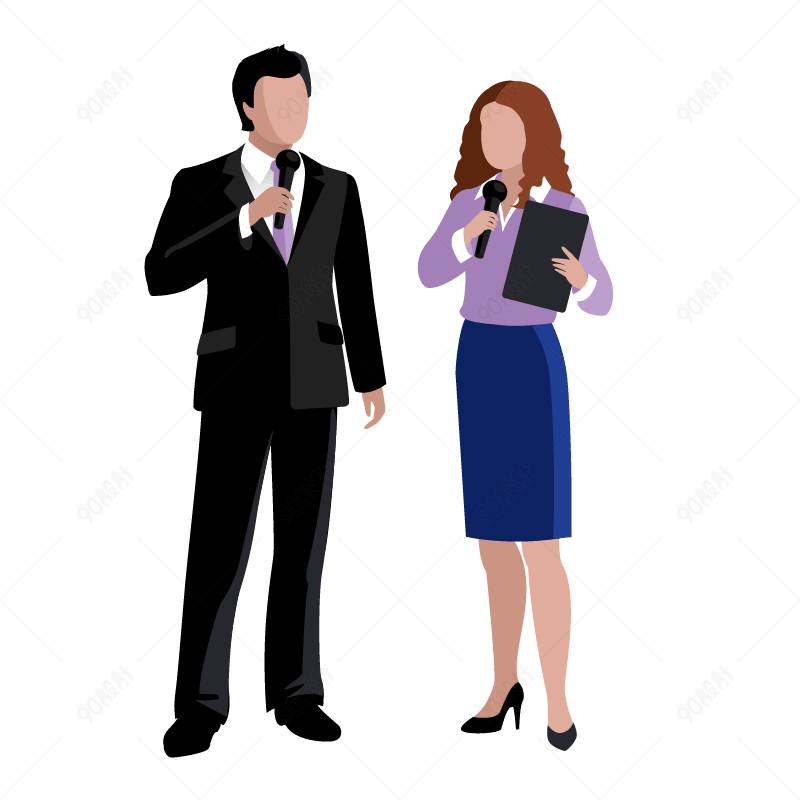 卡通手绘男女工作主持