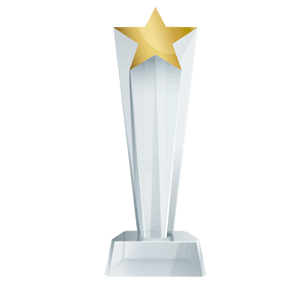 透明水晶效果金黄星星奖杯