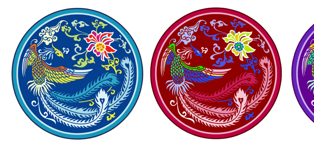 中国风凤凰图案pngpsd2000*2000福到剪纸pngpsd2000*2000彩色凤凰png