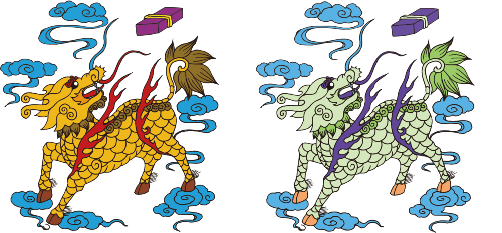 线描pngpsd2000*2000麒麟鲈鱼pngpsd2000*2000原创中秋节温馨亲情温暖