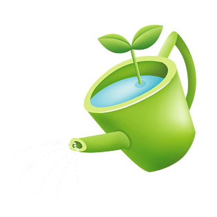 2000纯原创手绘植树节女孩植树给树浇水元素设计卡通浇水浇水浇水壶植