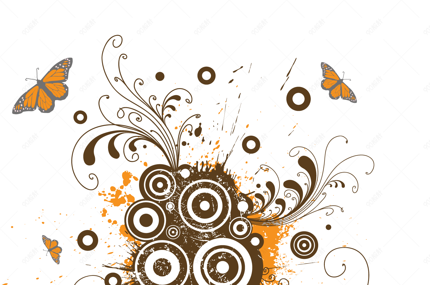 蝴蝶花纹花边素材【免抠元素png】-90设计网