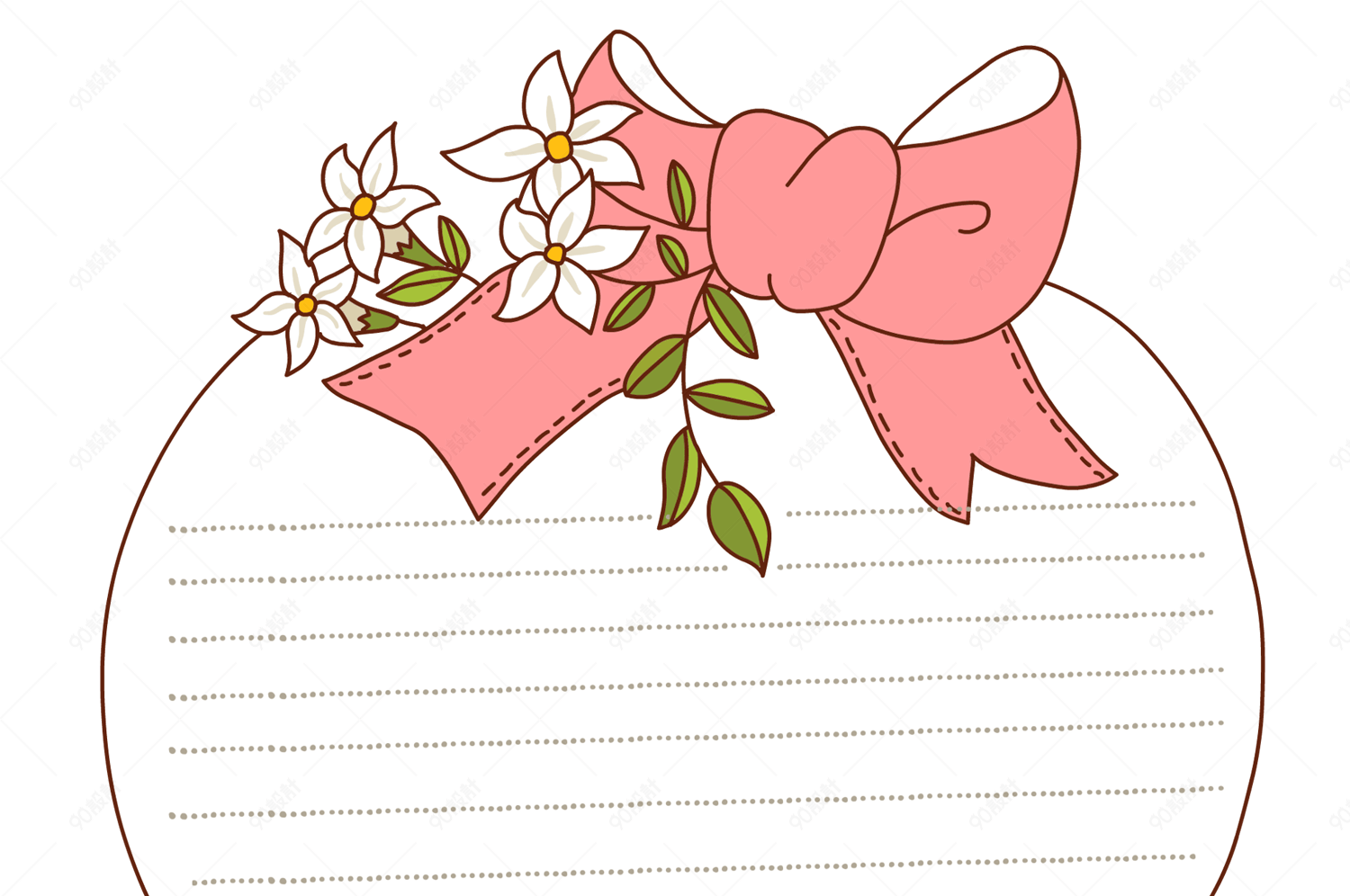 粉色蝴蝶结信纸框边