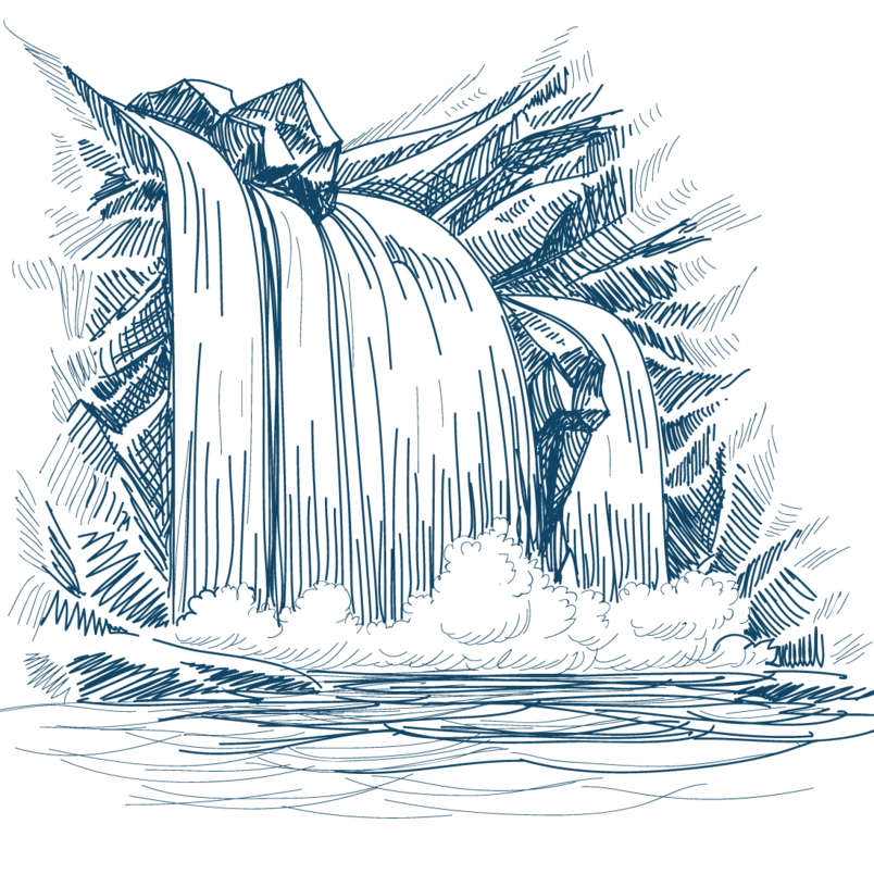 大瀑布线稿手绘大瀑布