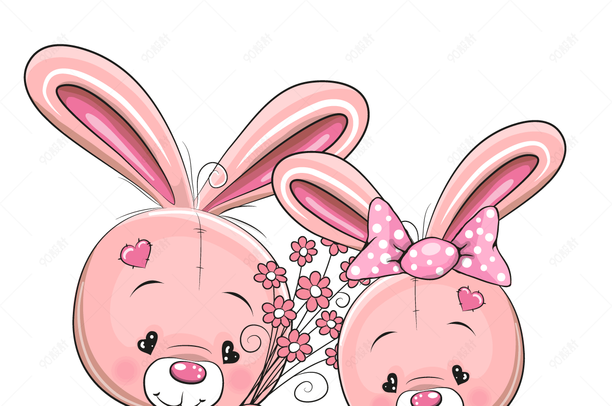 两只粉色兔子