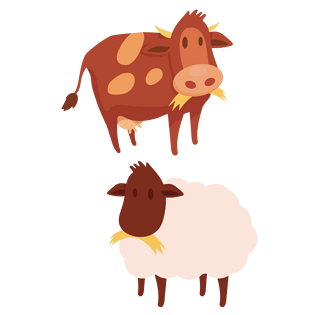 吃草的牛羊pngpsd2000*2000卡通手绘可爱动物羊千库原创pngpsd2000*