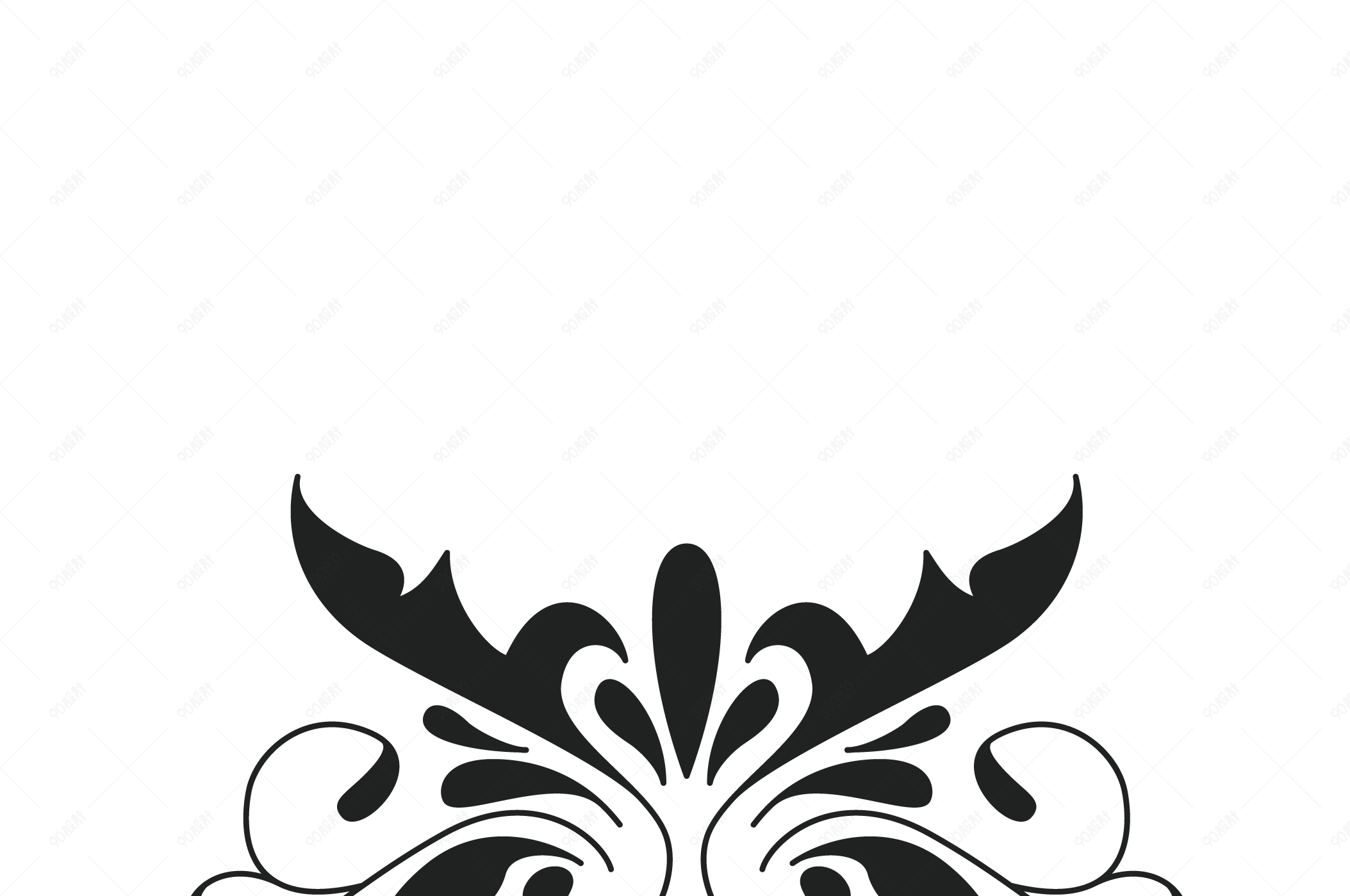 复古简约花纹图案【免抠元素png】-90设计网