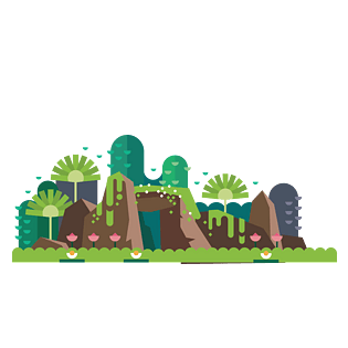 森林植物卡通手绘素材pngpsd2000*2000日系午后山丘树林园林pngpsd