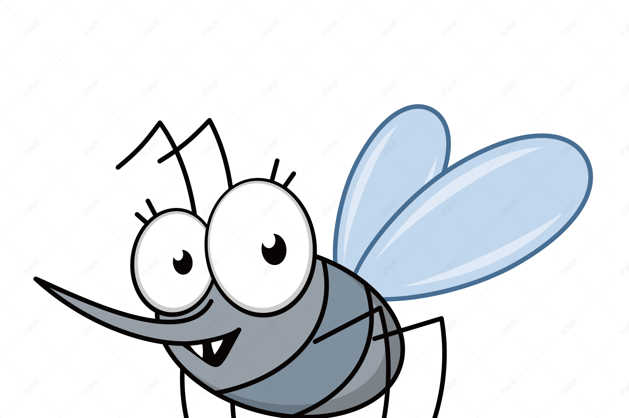 苍蝇动物卡通人物矢量插图。插画图片素材_ID:131861432-Veer图库