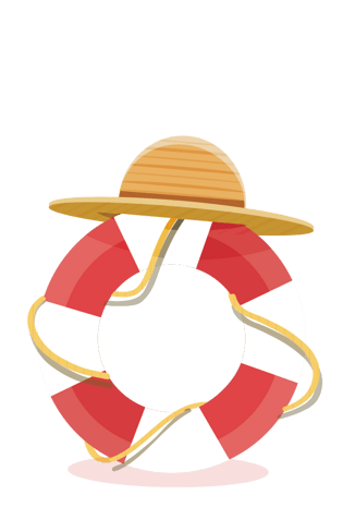 海滩元素夏日海滩游泳圈游泳圈矢量图游泳圈卡通女孩游泳圈海报游泳圈