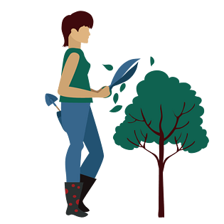 辛苦的园丁矢量插画