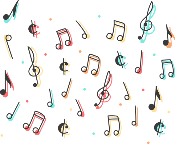 手绘风彩色音乐符号