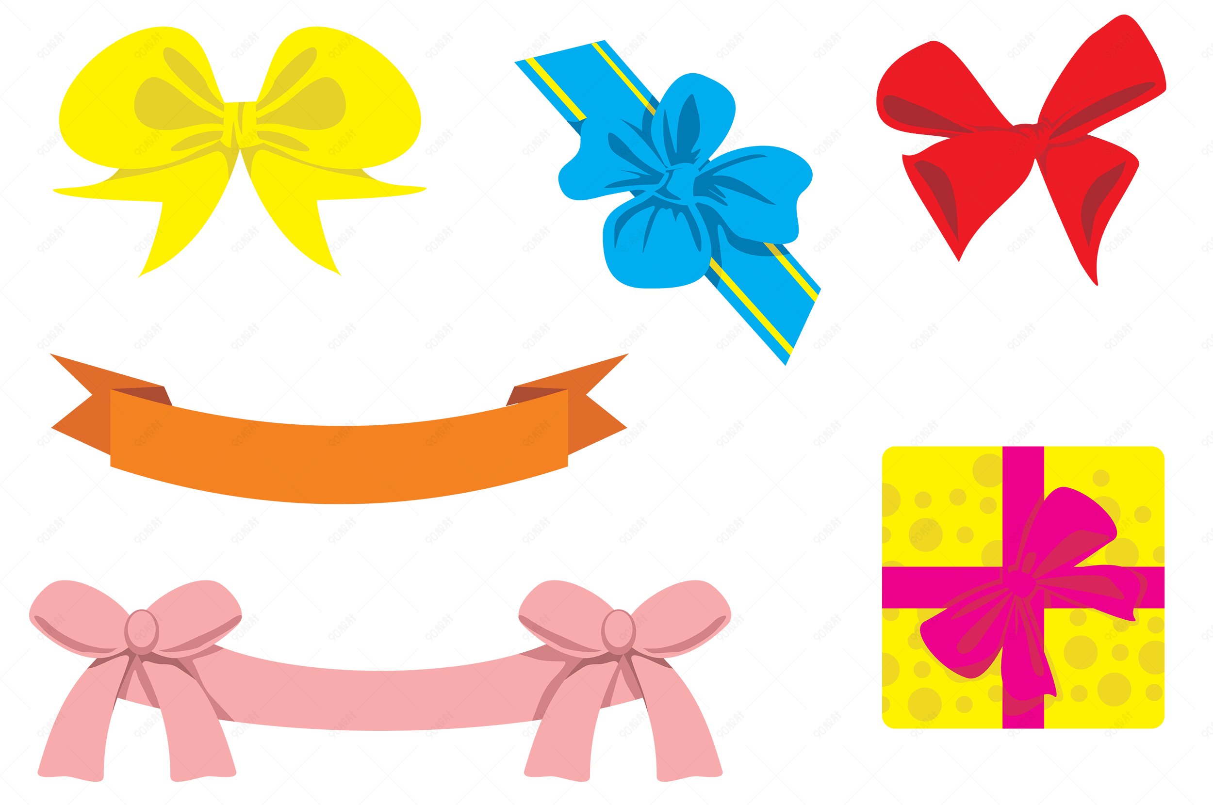 丝带蝴蝶结【电商元素png】-90设计网