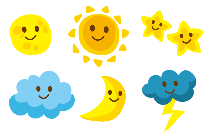 可爱风太阳星星月亮