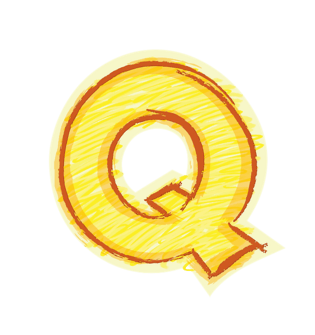 橙色手绘字母q