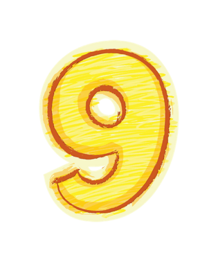 橙色手绘字母数字9pngpsd2000*2000卡通手绘数字2蜡烛pngpsd2000*2000