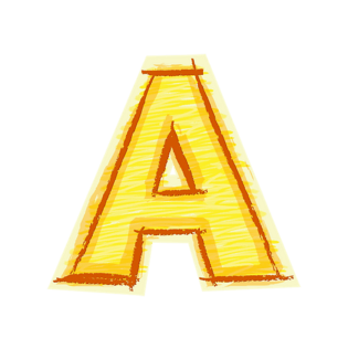 橙色手绘字母a