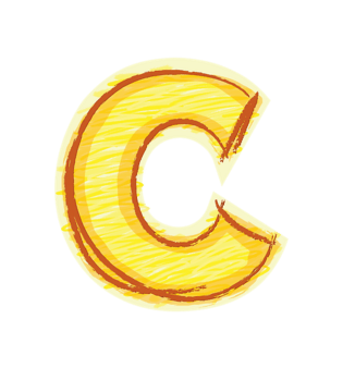 橙色手绘字母c